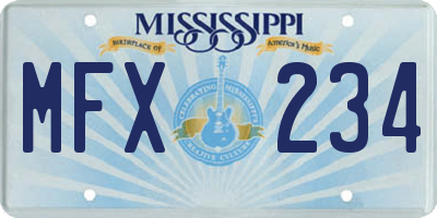 MS license plate MFX234