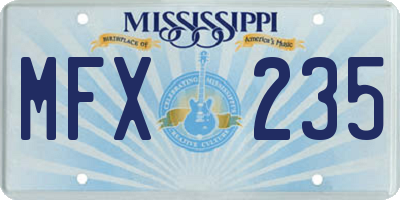 MS license plate MFX235