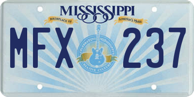 MS license plate MFX237