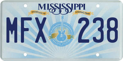 MS license plate MFX238