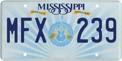 MS license plate MFX239