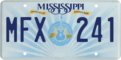 MS license plate MFX241