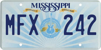 MS license plate MFX242