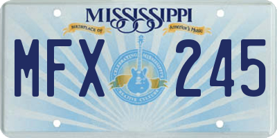 MS license plate MFX245