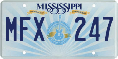 MS license plate MFX247