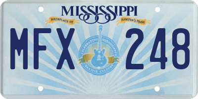 MS license plate MFX248