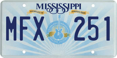 MS license plate MFX251