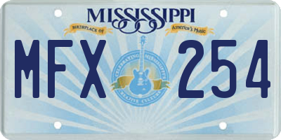 MS license plate MFX254