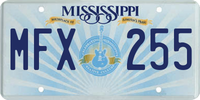 MS license plate MFX255