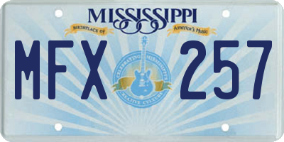 MS license plate MFX257