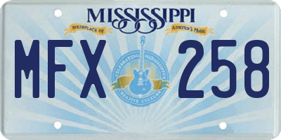 MS license plate MFX258