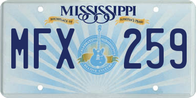 MS license plate MFX259