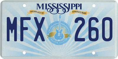 MS license plate MFX260