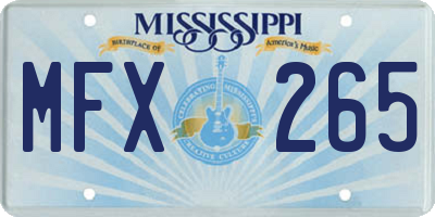 MS license plate MFX265