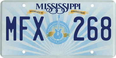 MS license plate MFX268