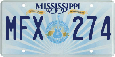 MS license plate MFX274