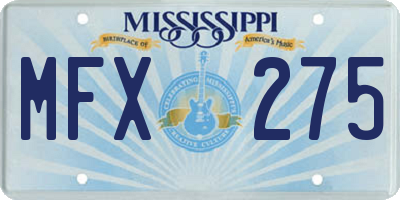 MS license plate MFX275