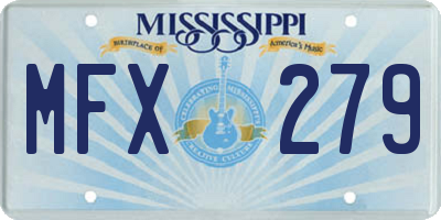 MS license plate MFX279