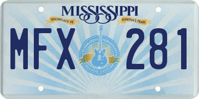 MS license plate MFX281