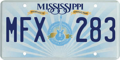 MS license plate MFX283