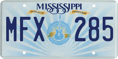 MS license plate MFX285