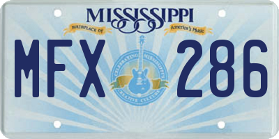 MS license plate MFX286