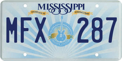 MS license plate MFX287