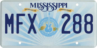 MS license plate MFX288
