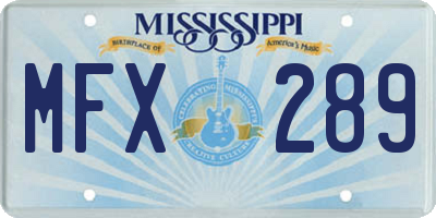 MS license plate MFX289