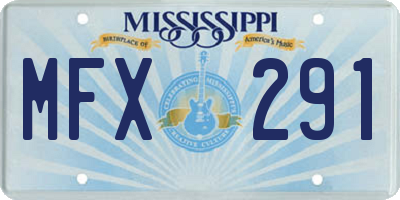 MS license plate MFX291