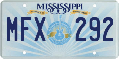 MS license plate MFX292