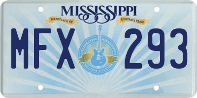 MS license plate MFX293