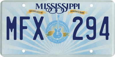 MS license plate MFX294