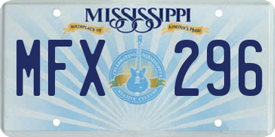 MS license plate MFX296