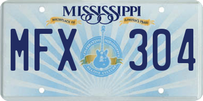 MS license plate MFX304