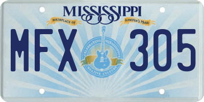 MS license plate MFX305