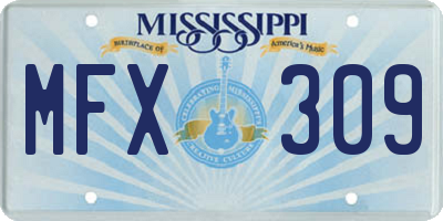MS license plate MFX309