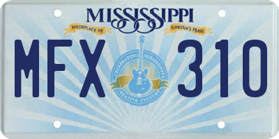 MS license plate MFX310