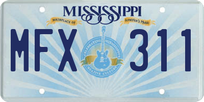 MS license plate MFX311