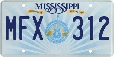 MS license plate MFX312