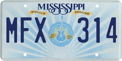 MS license plate MFX314