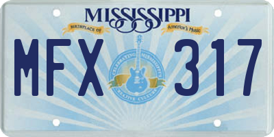 MS license plate MFX317