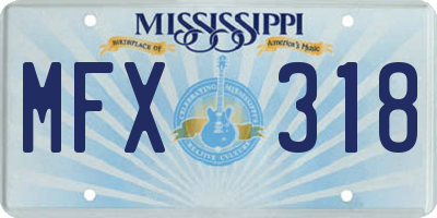 MS license plate MFX318