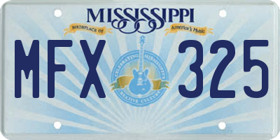 MS license plate MFX325