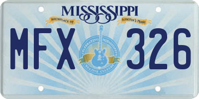 MS license plate MFX326