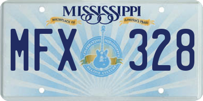 MS license plate MFX328