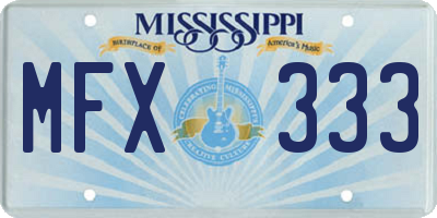 MS license plate MFX333