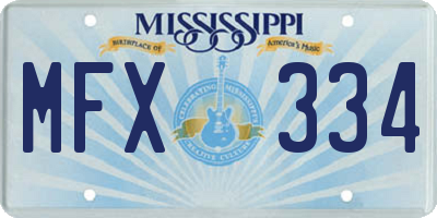 MS license plate MFX334
