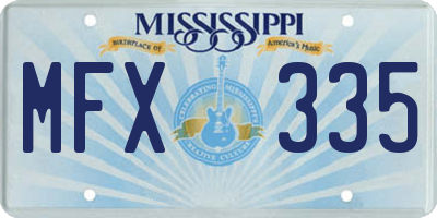 MS license plate MFX335