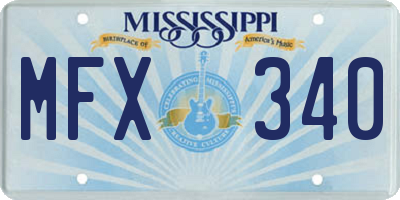 MS license plate MFX340